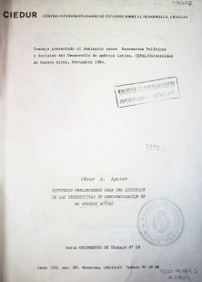 Hipótesis preliminares para una discusión de las perspectivas de democratización en el Uruguay actual