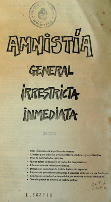 Amnistía general irrestricta inmediata