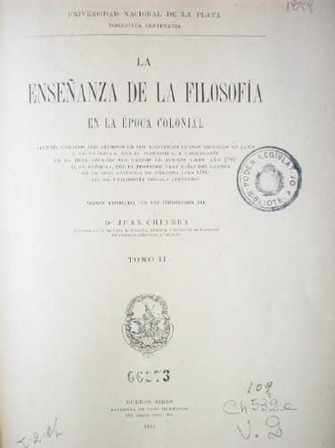 La enseñanza de la filosofía en la época colonial