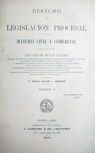 Derecho y legislación procesal : materia civil y comercial