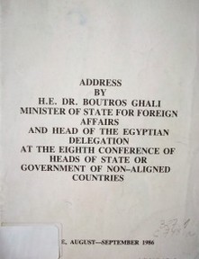 Eighth Conference of heads of state or government of Non-Aligned Countries : Harare, August-September 1986