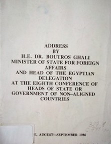 Eighth Conference of heads of state or government of Non-Aligned Countries : Harare, August-September 1986