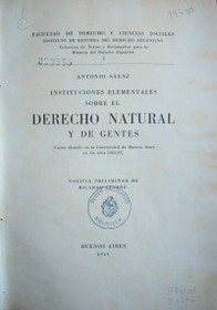 Instituciones elementales sobre el Derecho Natural y de Gentes