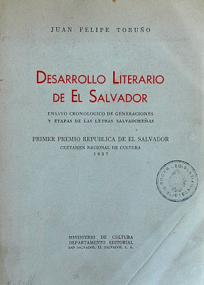 Desarrollo literario de El Salvador : ensayo