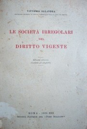Le societá irregolari nel diritto vigente