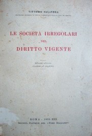 Le societá irregolari nel diritto vigente