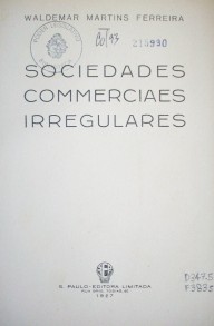 Sociedades Commerciaes Irregulares