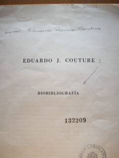 Eduardo J. Couture : biobibliografía