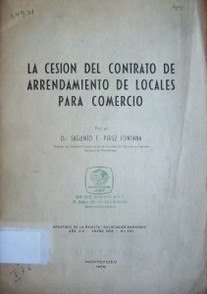 La cesión del contrato de arrendamiento de locales para comercio