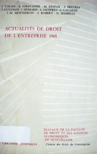 Actualités de Droit de L'Enterprise 1968