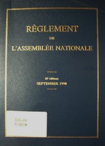 Reglement de L'Assemblée Nationale