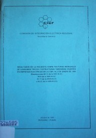 Resultado de la encuesta sobre facturas mensuales de consumos típicos y estructuras tarifarias vigentes en empresas eléctricas de la CIER, al 2 de enero de 1995.