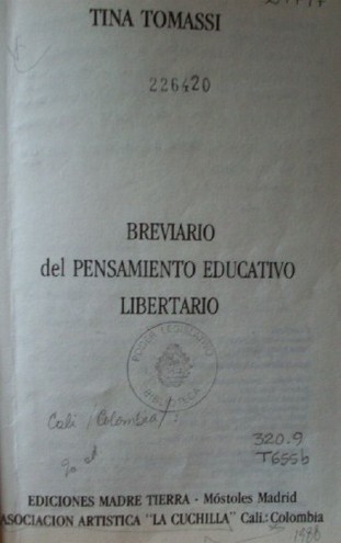 Breviario del pensamiento educativo libertario