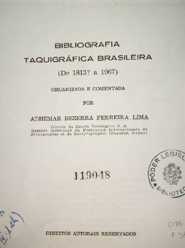 Bibliografía taquigráfica brasileira (De 1813 ? a 1967)