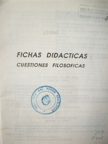 Fichas didácticas : cuestiones filosóficas