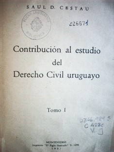 Contribución al estudio del Derecho Civil uruguayo