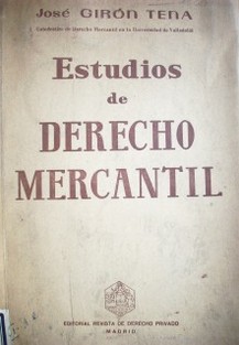 Estudios de Derecho Mercantil