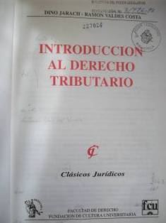 Introducción al Derecho Tributario