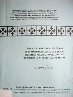 Dinámica agrícola en zonas subtropicales de Sudamérica : sistemas productivos, uso del territorio y políticas públicas