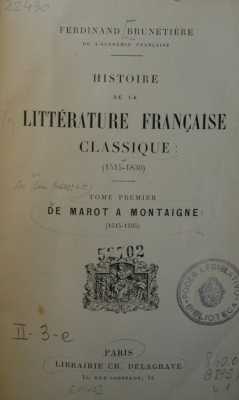 Histoire de la littérature française classique : (1515-1830)