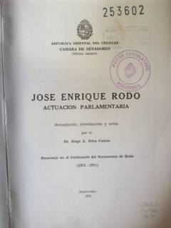 José Enrique Rodó : actuación parlamentaria