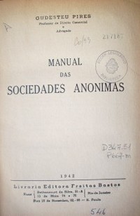 Manual das sociedades anónimas