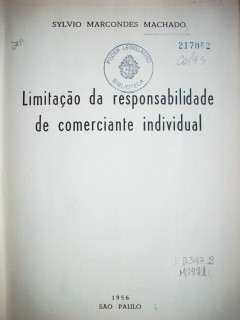 Limitaçao da responsabilidade de comerciante individual