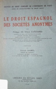 Le droit espagnol des sociétés anonymes