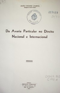 De avaría particular no dereito nacional e internacional