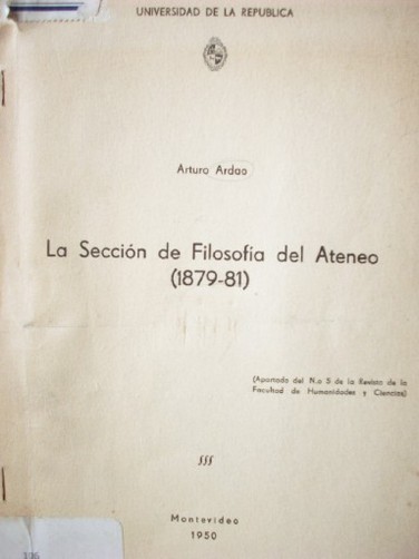 La sección de filosofía del Ateneo (1879 - 81)