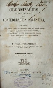 Organización política y económica de la Confederación Argentina