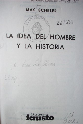 La idea del hombre y la historia