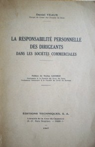 La Responsabilité Personnelle des Dirigeats dans les Sociétés Commerciales