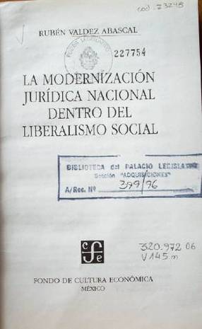 La modernización jurídica nacional dentro del liberalismo social
