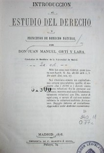 Introducción al estudio del derecho y principios de derecho natural