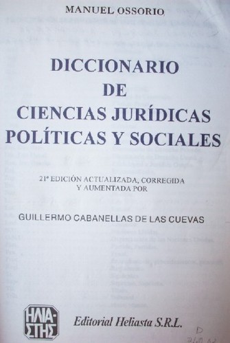 Diccionario de Ciencias Jurídicas, Políticas y Sociales