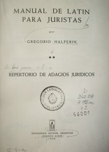 Manual de latín para juristas