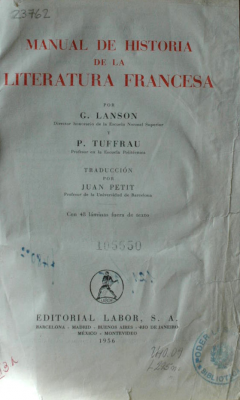 Manual de historia de la literatura francesa