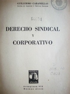 Derecho Sindical y Corporativo