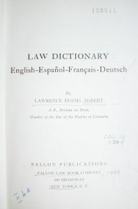 Law dictionary : English-Español-Francais-Deutsch