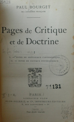 Pages de critique et de doctrine