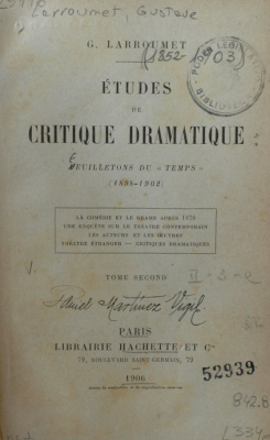 Études de critique dramatique : feuilletons du "Temps" (1898 - 1902)