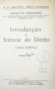 Introducçao á sciencia do direito : curso didatico