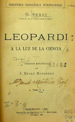 Leopardi : a la luz de la ciencia