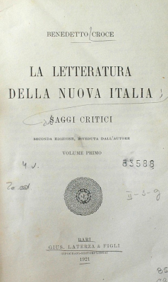 La letteratura della nuova Italia : saggi critici
