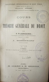 Cours de théorie générale du droit