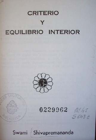 Criterio y equilibrio interior