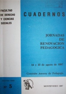 Jornadas de renovación pedagógica : 14 y 15 de agosto de 1987