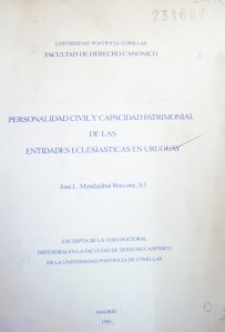 Personalidad civil y capacidad patrimonial de las entidades eclesiásticas en Uruguay