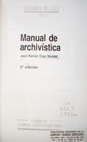 Manual de archivística